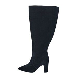 Steve Madden Evey Womens Black Suede Wide Calf Block Heel Thigh High Boots NWOB